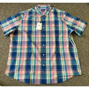 Chaps Button-Up Short-Sleeve Stretch Easy Care Shirt Mens 3XL Multicolored NWT